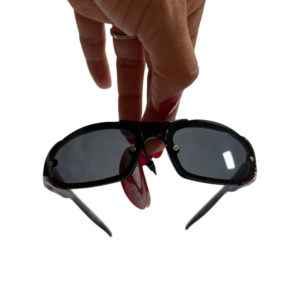 Vintage Y2K Gorpcore Sport Sunglasses Black Burgundy
